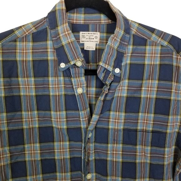 J. Crew Mens S Blue Plaid Long Sleeves Button Down - Picture 2 of 8